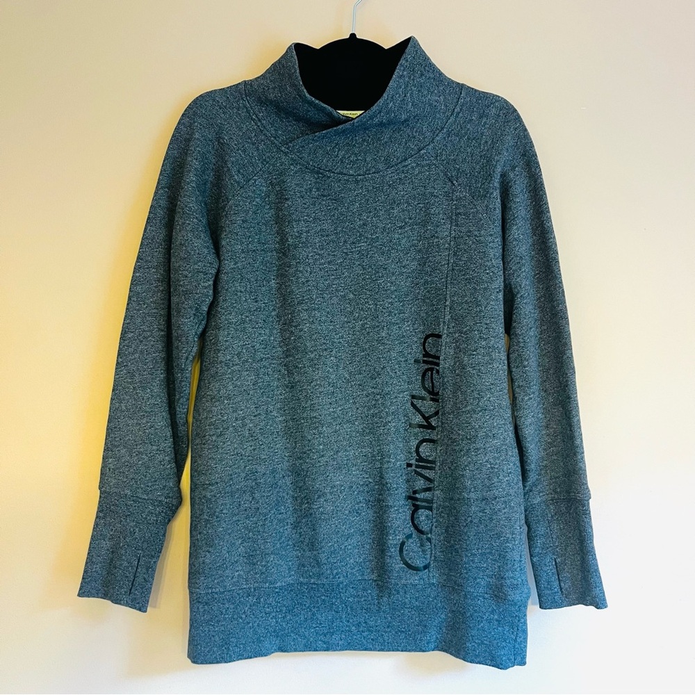 Calvin Klein Performance Gray Funnel Neck Sweater, Sweatshirt